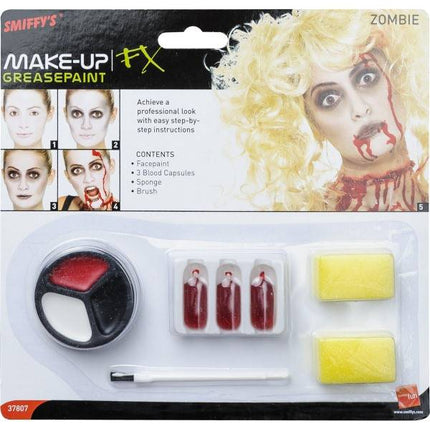 Feestbazaar Zombie make up set met bloedcapsules
