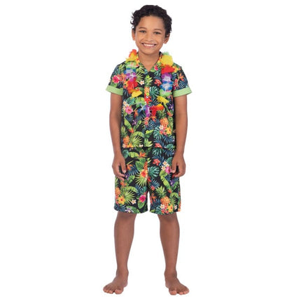 Feestbazaar Zomers Hawaii Pakje Bloemen Zwart Kind