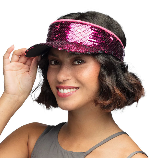 Feestbazaar Zonneklep Blitz Pailletten Fuchsia