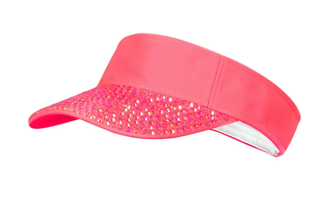 Feestbazaar Zonneklep met steentjes Neon Pink