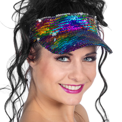 Feestbazaar Zonneklep Rainbow pailletten