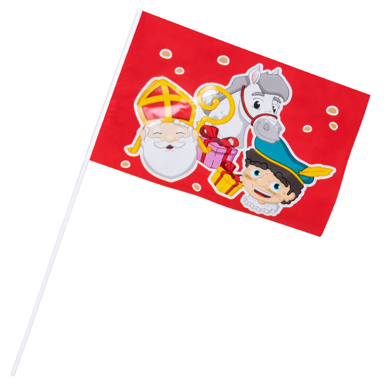 Feestbazaar Zwaaivlag Sinterklaas Rood (40cm)