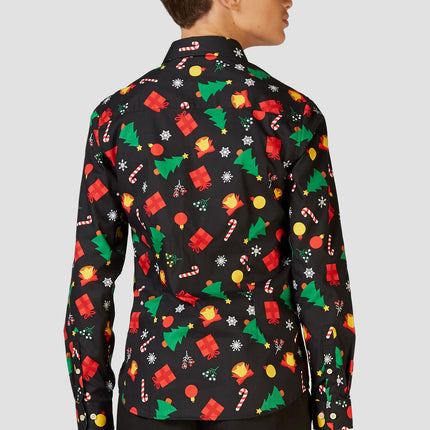 Feestbazaar Zwart Kerst Overhemd Kerstfiguren Tiener Opposuits