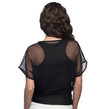 Feestbazaar Zwart T-shirt Met Visnet Top