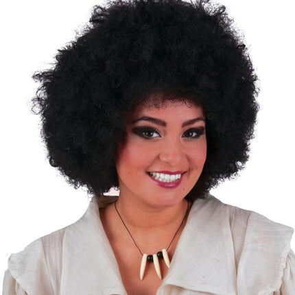 Feestbazaar Zwarte Afro Pruik Nina