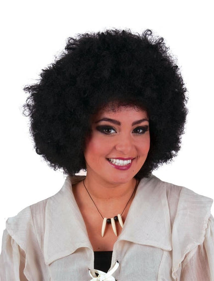 Feestbazaar Zwarte Afro Pruik Nina