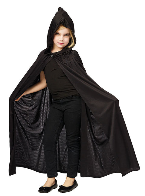 Feestbazaar Zwarte Cape Kind met Capuchon