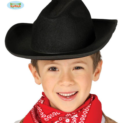 Feestbazaar Zwarte Cowboyhoed kind vilt