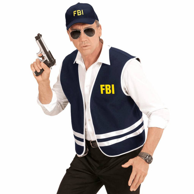 Feestbazaar Zwarte FBI cap met vest volwassen