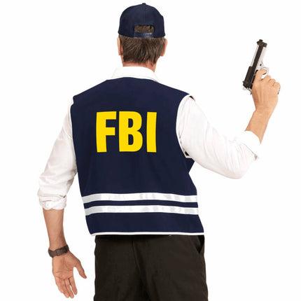 Feestbazaar Zwarte FBI cap met vest volwassen