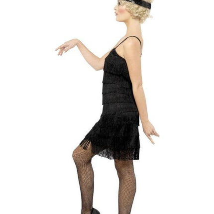 Feestbazaar Zwarte Fringe flapper verkleedkleding elite