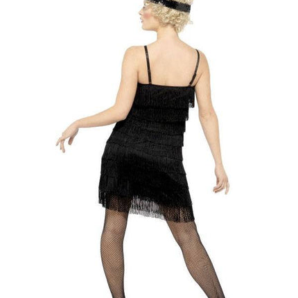 Feestbazaar Zwarte Fringe flapper verkleedkleding elite