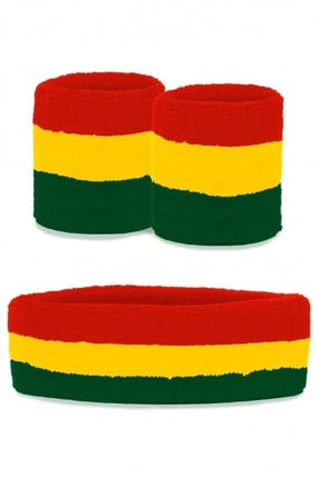 Feestbazaar Zweetband set Carnaval rood/geel/groen