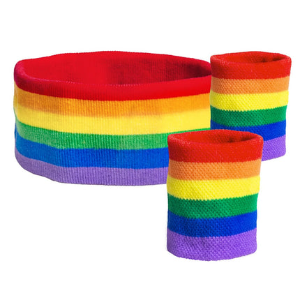 Feestbazaar Zweetband Set Regenboog