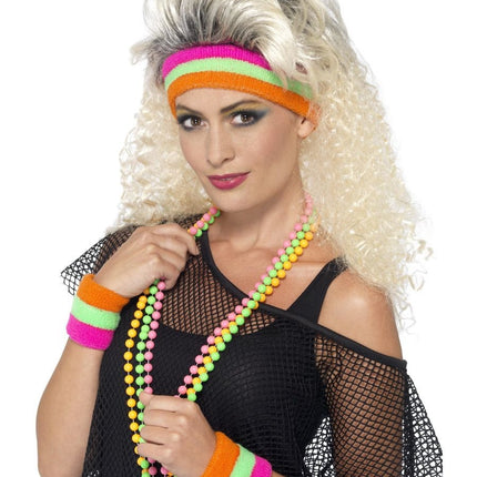 Feestbazaar Zweetbanden set neon kleuren