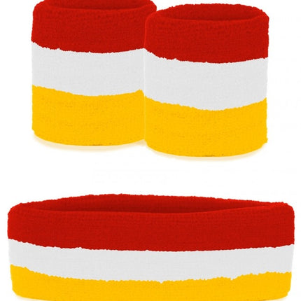 Feestbazaar Zweetbandjes Set  Rood/Wit/Geel Oeteldonk