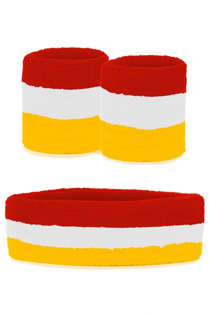 Feestbazaar Zweetbandjes Set  Rood/Wit/Geel Oeteldonk